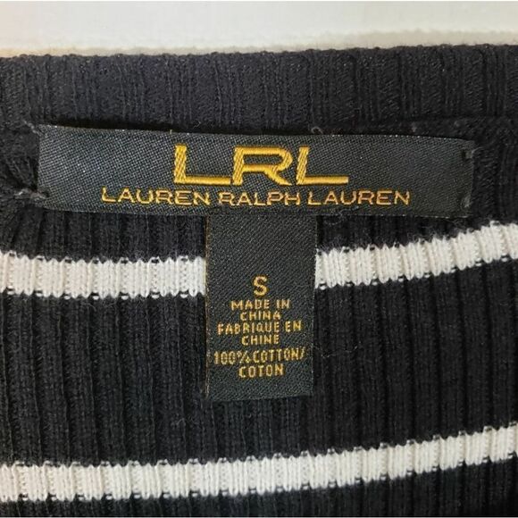 Lauren Ralph Lauren Y2K 90s Striped 3/4 Sleeve Top Size S - Picture 2 of 7